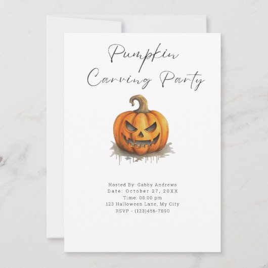 Griezelig Jack-O' Lantern Pompoensnijfeest Kaart (Voorkant)