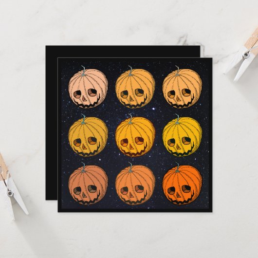 griezelig Jack-O-Lantern rasterpatroon Kaart (Voorkant / Achterkant in situ)