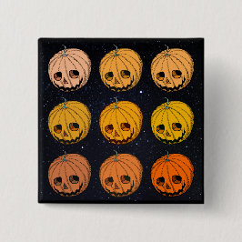  griezelig Jack-O-Lantern rasterpatroon Vierkante Button 5,1 Cm