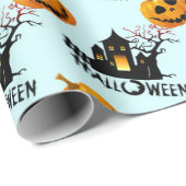 Griezelig Jack-O-Lantern Spukhuis Halloween Cadeau Cadeaupapier (Rol Hoek)