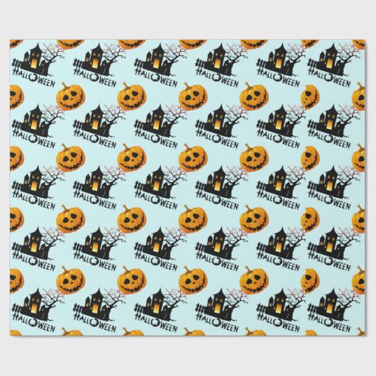 Griezelig Jack-O-Lantern Spukhuis Halloween Gesche Cadeaupapier (Vlak)