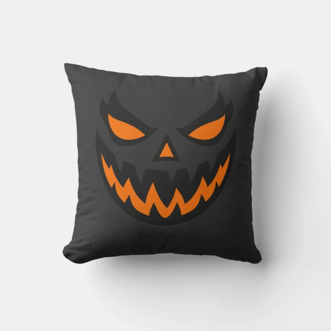 Griezelig Jack O'Lantern-gezicht Halloween-ontwerp Kussen (Voorkant)