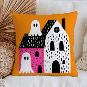 Griezelig Kasteel met Spoken Stippen Halloween Kussen