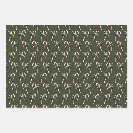 Griezelig Kerst Candy Cane Schedel Wrapping Papier Inpakpapier Vel (Voorkant 3)