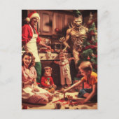 Griezelig Kerst Horror Retro Familie Portret Briefkaart (Voorkant)