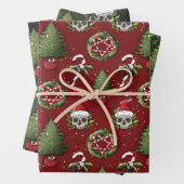 Griezelig Kerst Wrapping Papier met Santa Skulls Inpakpapier Vel (In situ)