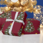 Griezelig kerstboom schedel inpakpapier<br><div class="desc">Kerstbomen versierd met schedels.</div>