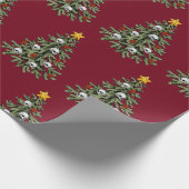 Griezelig kerstboom schedel inpakpapier (Hoek)