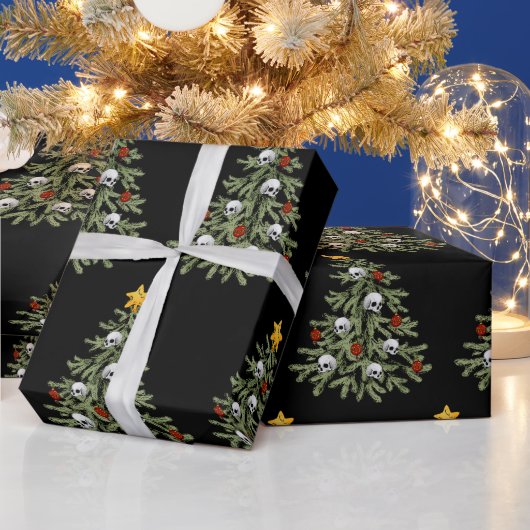 Griezelig kerstboom schedel inpakpapier (Feestdagen)