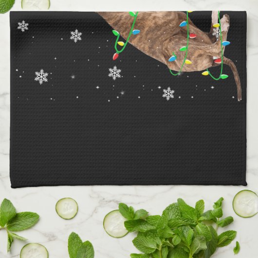 griezelig kerstfeest licht schattig theedoek (Gevouwen)