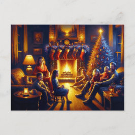 Griezelig Kerstmis Familie Schilderij Briefkaart