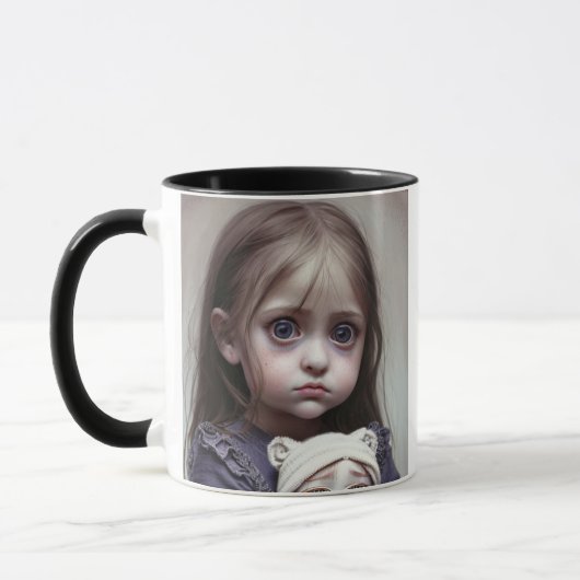 Griezelig kind met pop Halloween griezelig Mok (Links)