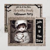 Griezelig klein etnisch kind grote ogen Halloween Briefkaart (Voorkant / Achterkant)