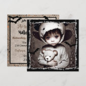 Griezelig klein etnisch kind grote ogen Halloween Kaart (Voorkant / Achterkant)