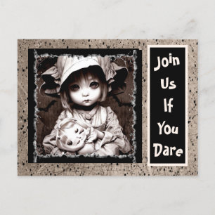 Griezelig klein kind grote ogen Halloween Briefkaart