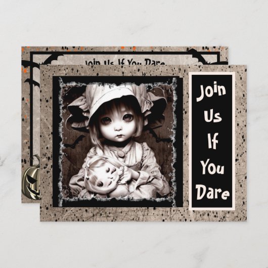 Griezelig klein kind grote ogen Halloween Briefkaart (Voorkant / Achterkant)