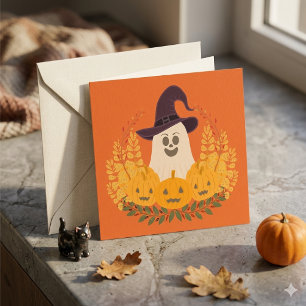 Griezelig Knuffel Geest En Pompoenen Herfst Krans Kaart
