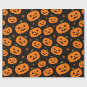 Griezelig Knuffelbare Pompoen Halloween Patroon Cadeaupapier (Vlak)