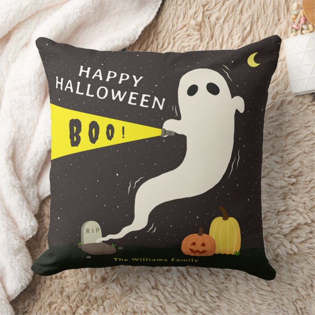 Griezelig Knuffelig Geest Halloween Gepersonalisee Kussen (Deken)