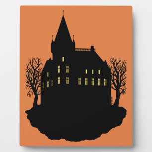 Griezelig landhuis in silhouet fotoplaat