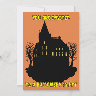 Griezelig landhuis in silhouet kaart