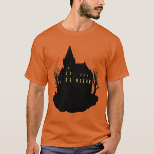 Griezelig landhuis in silhouet t-shirt