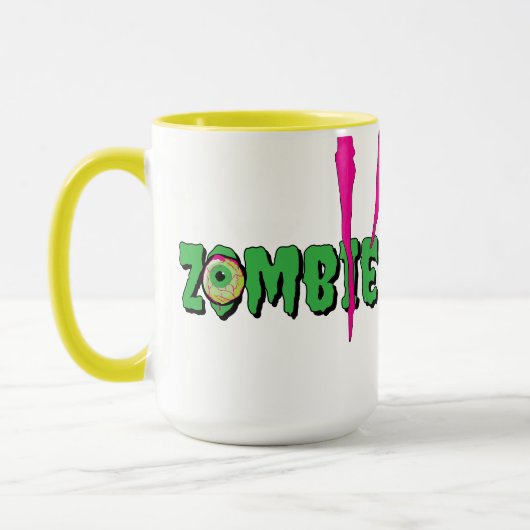 Griezelig leuke, grappige, scheurende Zombie Hallo Mok (Links)