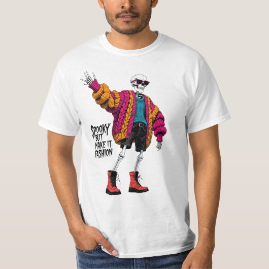 Griezelig Maar Maak Het Mode Grappige Halloween T-shirt (Voorkant)