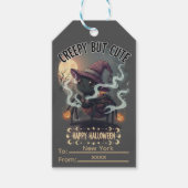 Griezelig maar Schattig spin Happy Halloween Cadeaulabel (Voorkant)