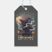 Griezelig maar Schattige spin Happy Halloween Cadeaulabel (Achterkant)
