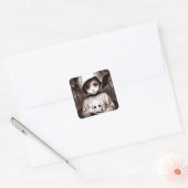 Griezelig Meisje Big Eyed Chibi Doll Vierkante Sticker (Envelop)