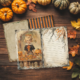  griezelig meisje Halloween Junk Journal Page