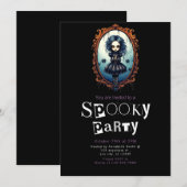 Griezelig Meisje in Victoriaans Spiegel Halloween Kaart (Voorkant / Achterkant)