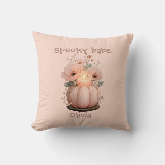 Griezelig Meisjes Pompoen Kussen (Voorkant)