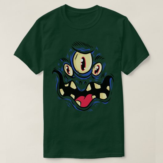 Griezelig monster met drie ogen t-shirt (Design voorkant)