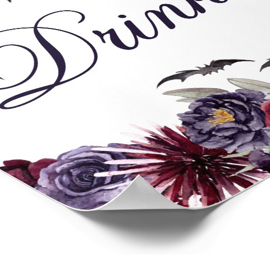 griezelig mooi | Gotische Bloemen Vleermuizen Open Poster (Hoek)