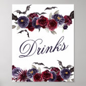 griezelig mooi | Gotische Bloemen Vleermuizen Open Poster