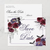 griezelig mooi | Gotische Rozen met Bats Wedding Aankondigingskaart (Voorkant / Achterkant)