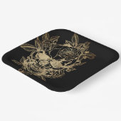 griezelig mooi | Gouden Grunge Schedel met Roos Papieren Bordje (Gebogen)