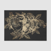 griezelig mooi | Gouden Grunge Schedel met Roos Tissuepapier (Voorkant)