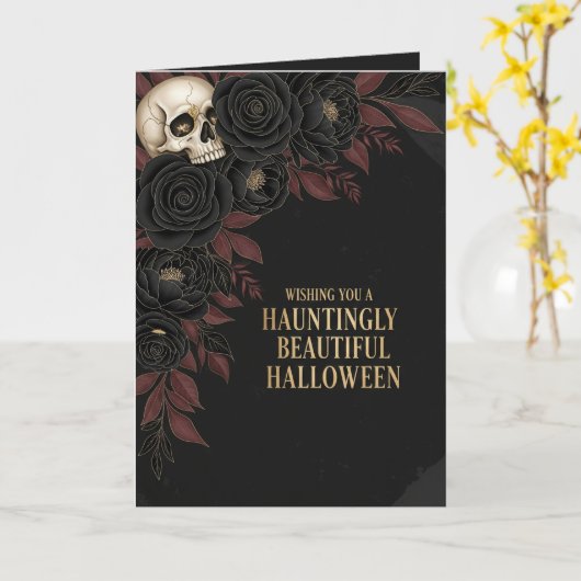 Griezelig mooie Halloween kaart (Gele Bloem)