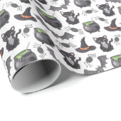 griezelig nacht spooky heks kat halloween patroon cadeaupapier (Rol Hoek)