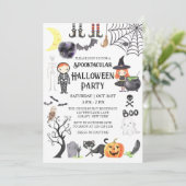 griezelig nacht spooky kostuum halloween party kaart (Staand voorkant)