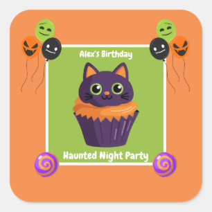 Griezelig Nachtfeest Verjaardag – Halloween-nacht Vierkante Sticker