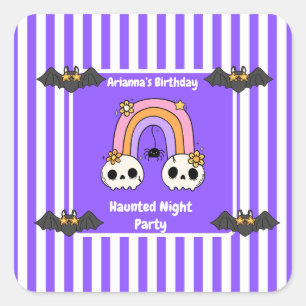 Griezelig Nachtfeest Verjaardag – Halloween-nacht Vierkante Sticker