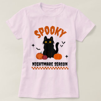 Griezelig Nachtmerrie Seizoen Zwarte Kat Pompoen H T-shirt