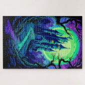 Griezelig oud spookachtig kasteel na donker legpuzzel (Horizontaal)