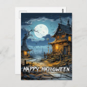 Griezelig oud spookhuis briefkaart (Voorkant / Achterkant)