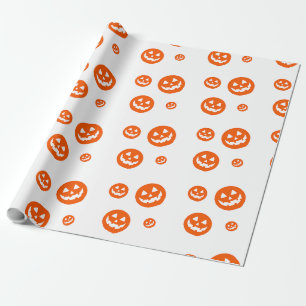 Griezelig Pompoen Gezicht Halloween Inpakpapier