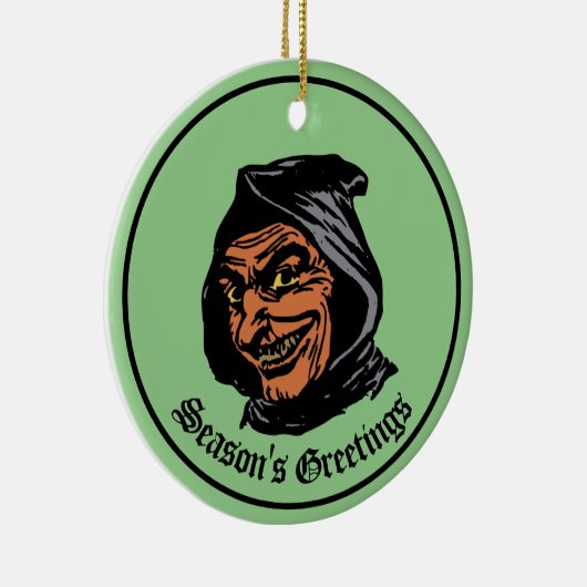 griezelig raar figuur met capuchon keramisch ornament (Rechts)